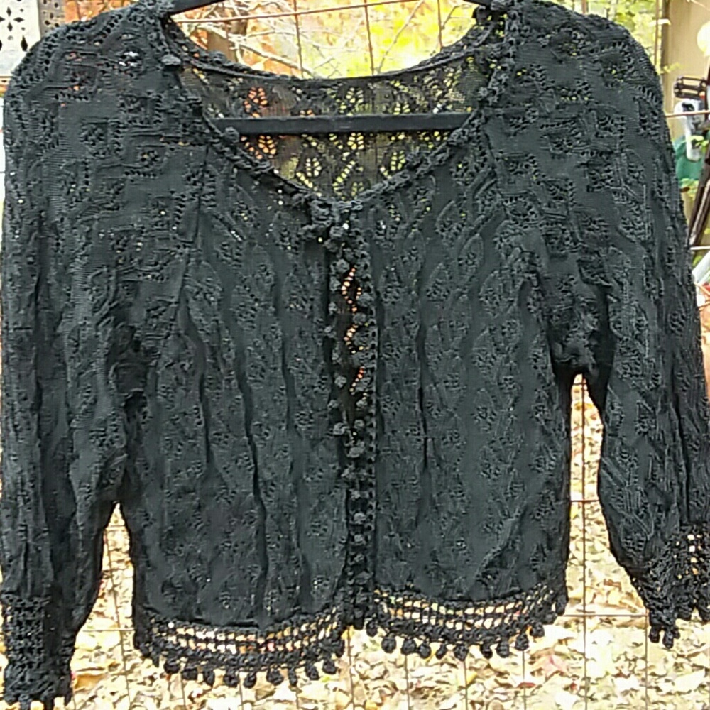 Vintage Witchy black shrug sweater cardigan